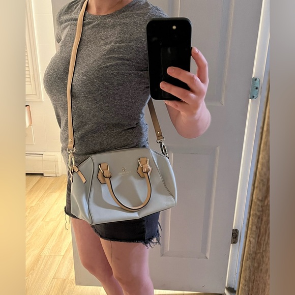 Kate Spade light blue/gray and tan crossbody purse. Used - Picture 4 of 4